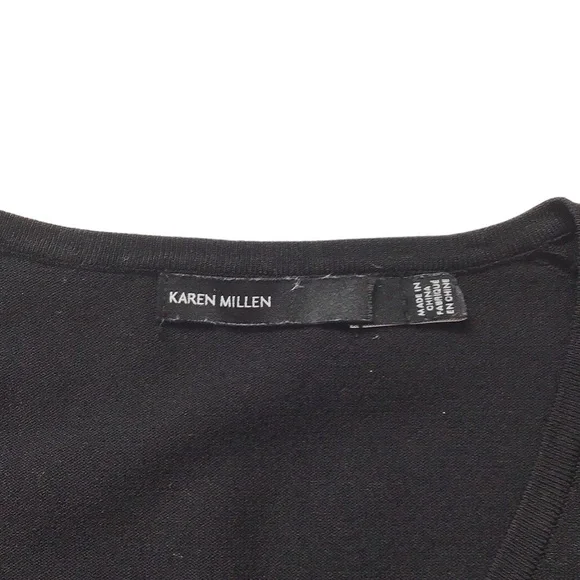 Karen Millen Black V-neck Short Sleeve Ruffled Hem Mini Dress, size M - Picture 6 of 12